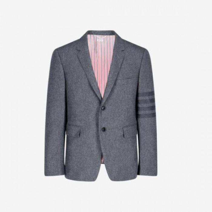 THOM BROWNE 4-Bar Flannel Wide Lapel Sport Coat FBC357V 06393 035