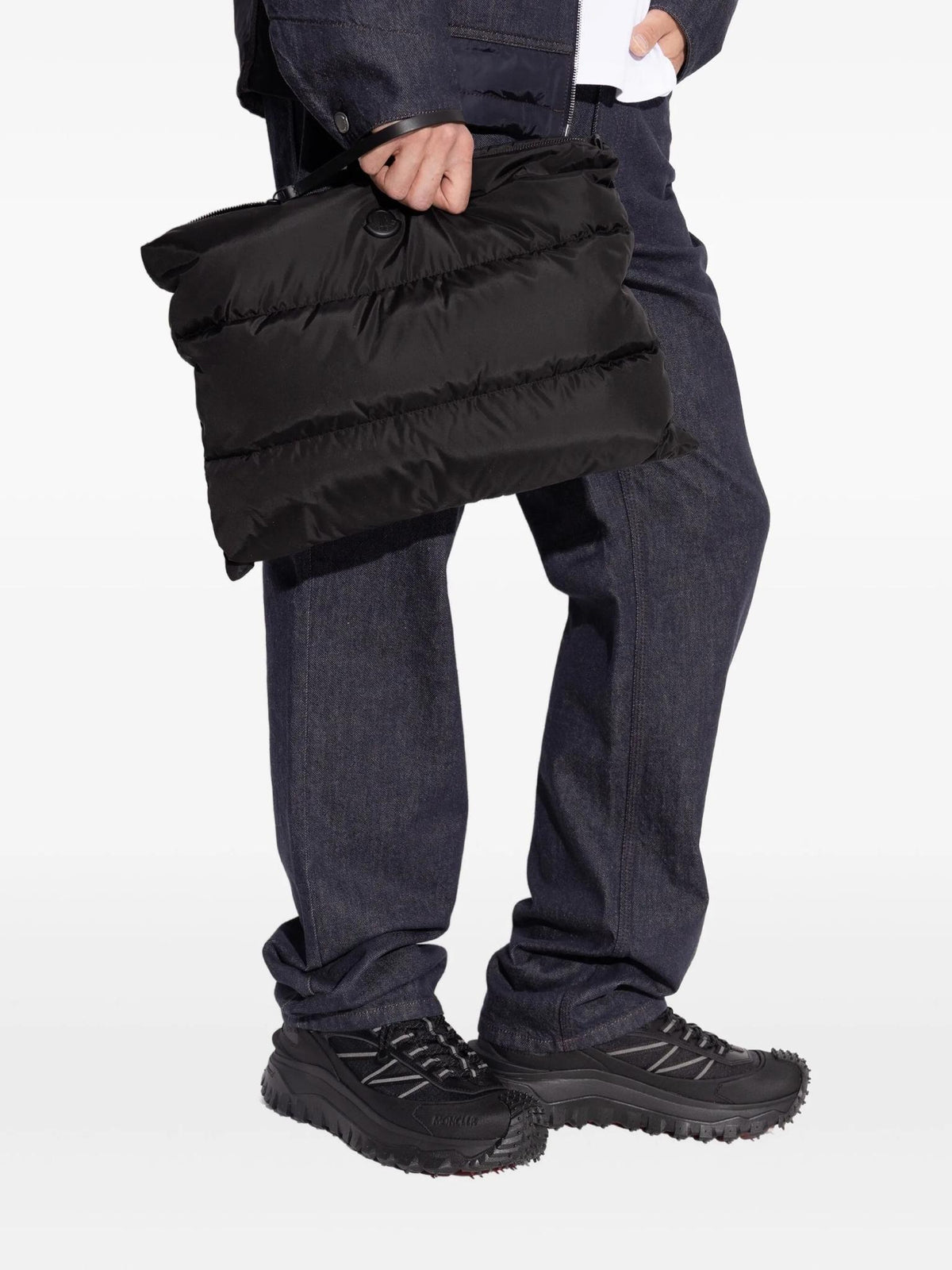 Moncler Black Leather Clutch Bag for Men