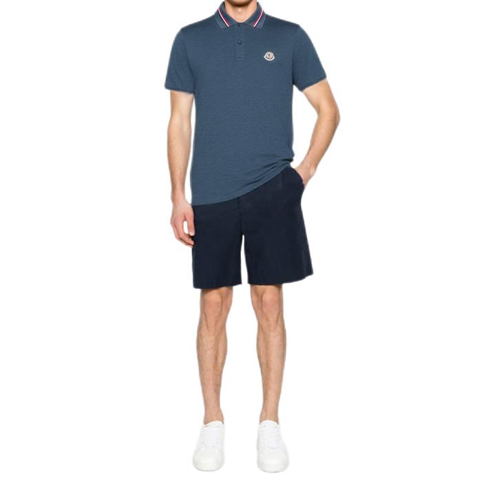 Moncler Men’s Polo Short Sleeve T-Shirt Navy Cotton