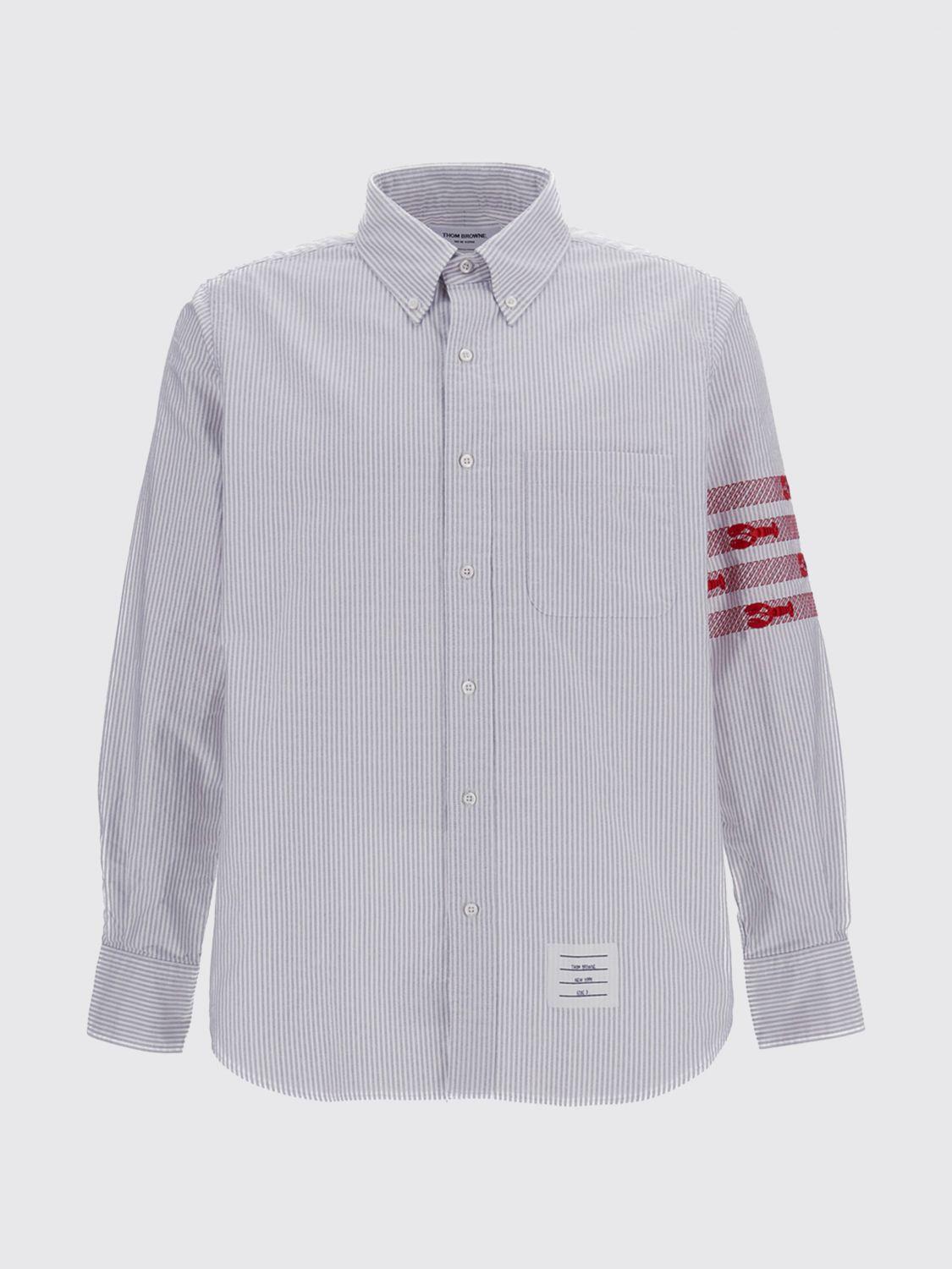 THOM BROWNE Gray Cotton Long Sleeve Dress Shirt
