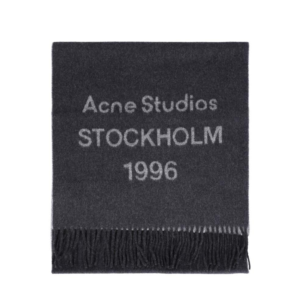 Acne Studios Wide Stockholm Logo Fringe Scarf CA0398 BLACKWHITE