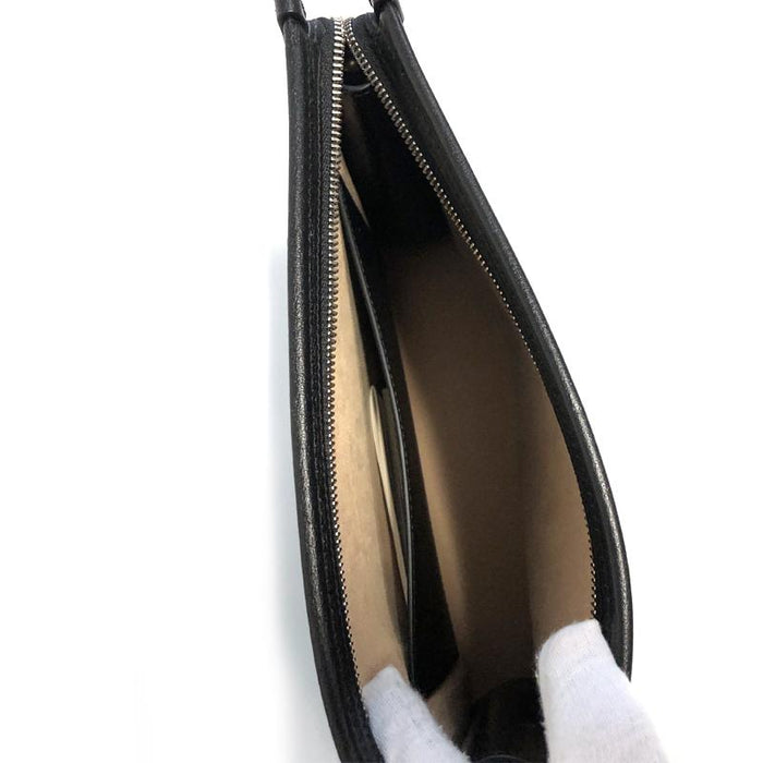 GUCCI GG Tiger Leather Clutch Bag Black Unisex