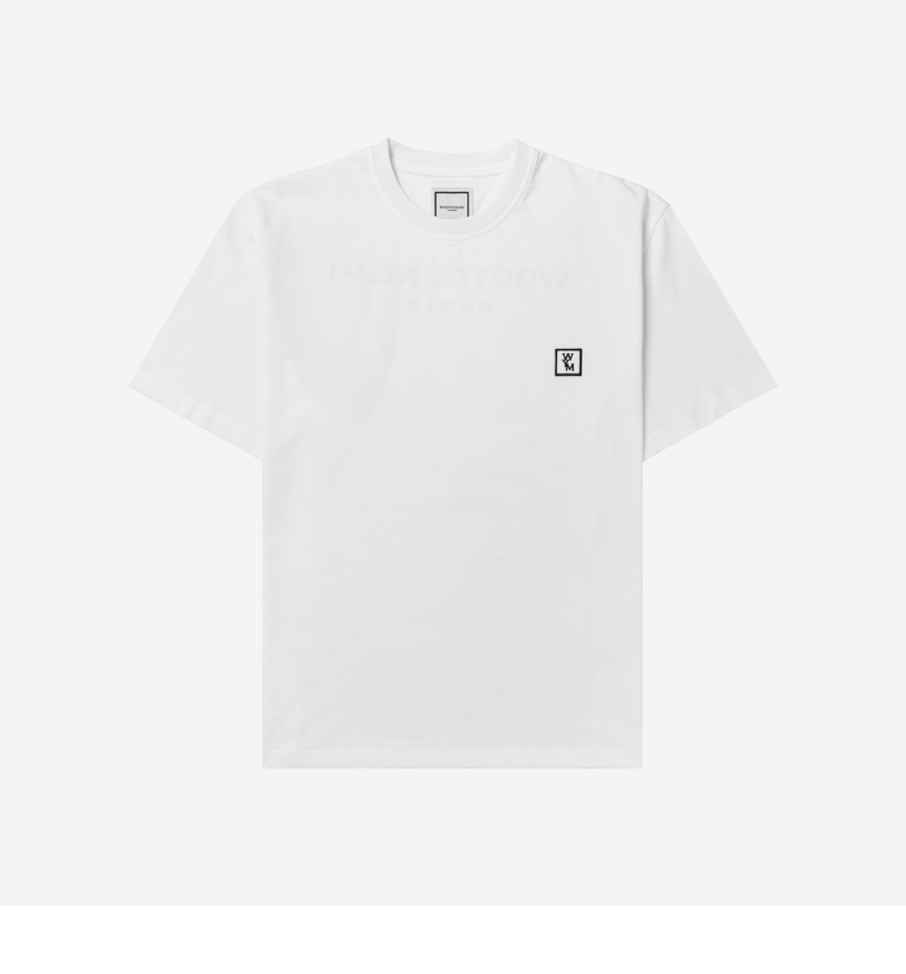 WOOYOUNGMI Cotton Back Logo T-Shirt White Short Sleeve Men's