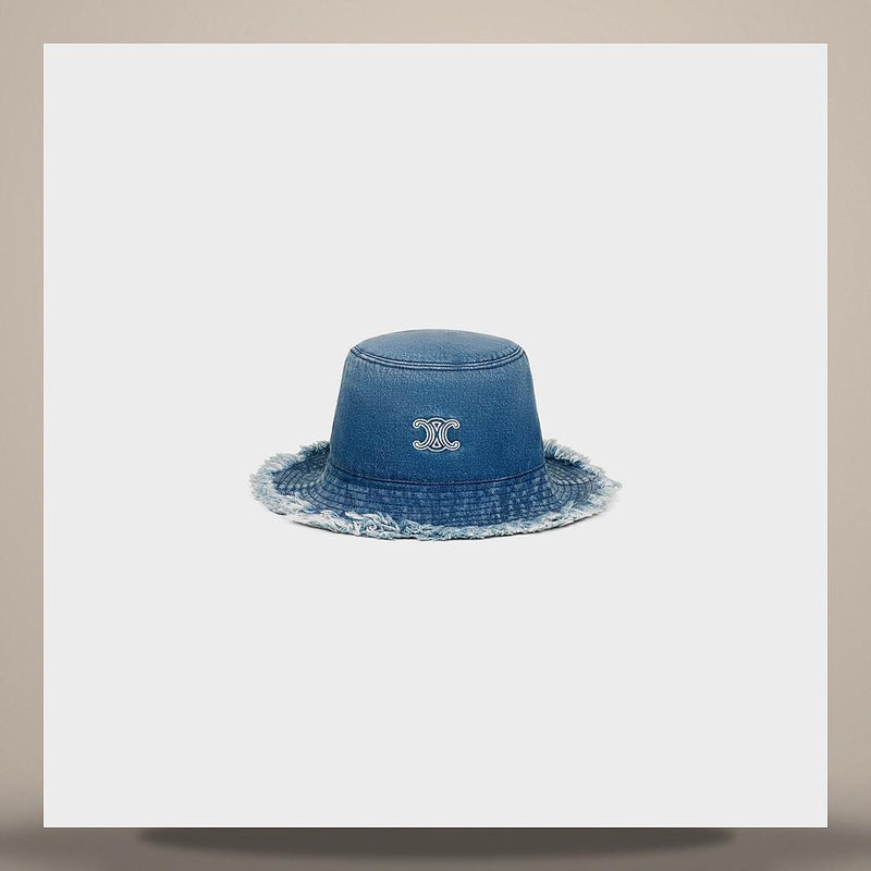 CELINE Triomphe Bucket Hat Cotton Denim Vivienne Glass Accessorie AA0JF0ZZY GFV6