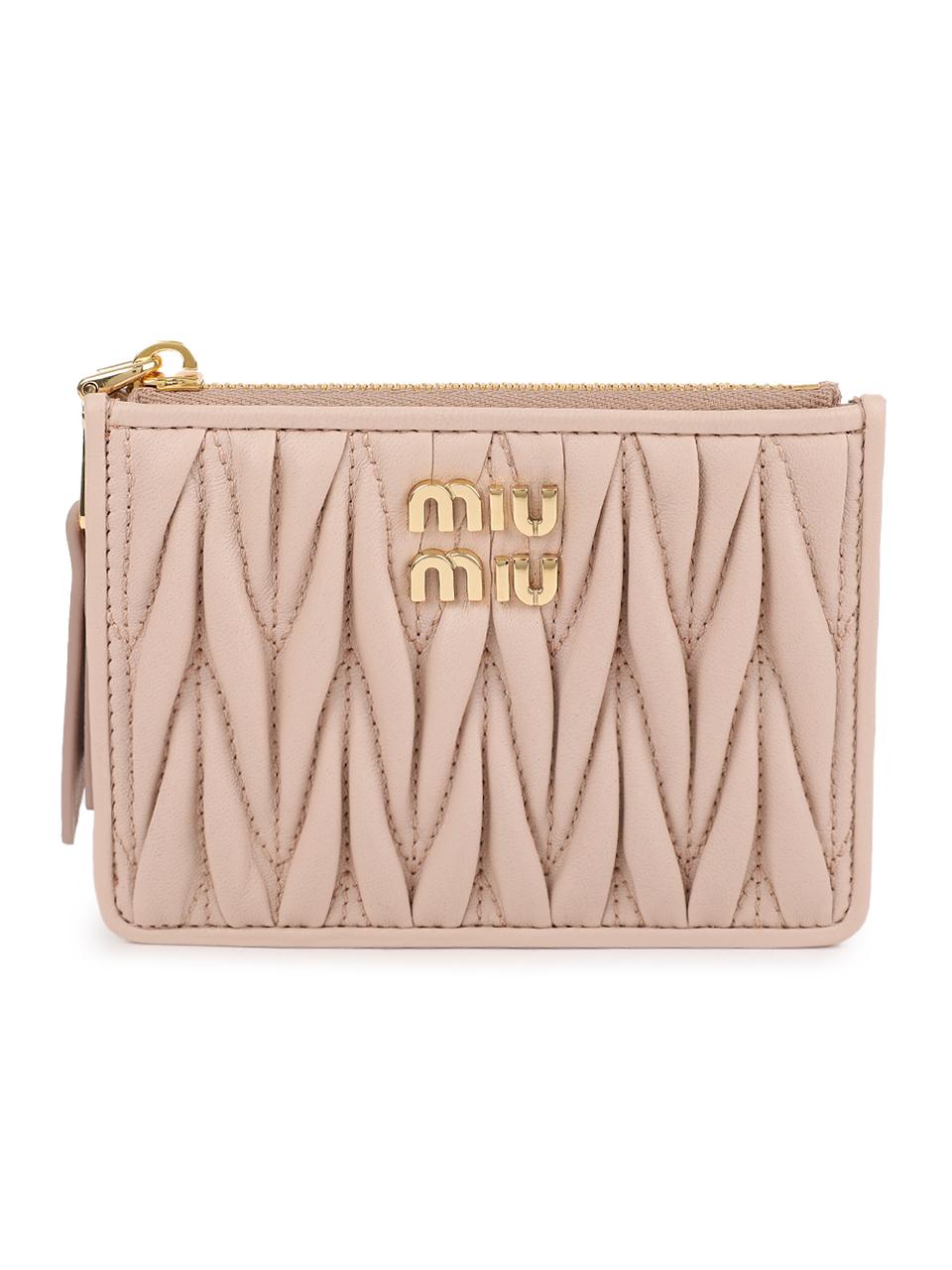 Miu Miu Matelassé Nappa Leather Card Holder Pink