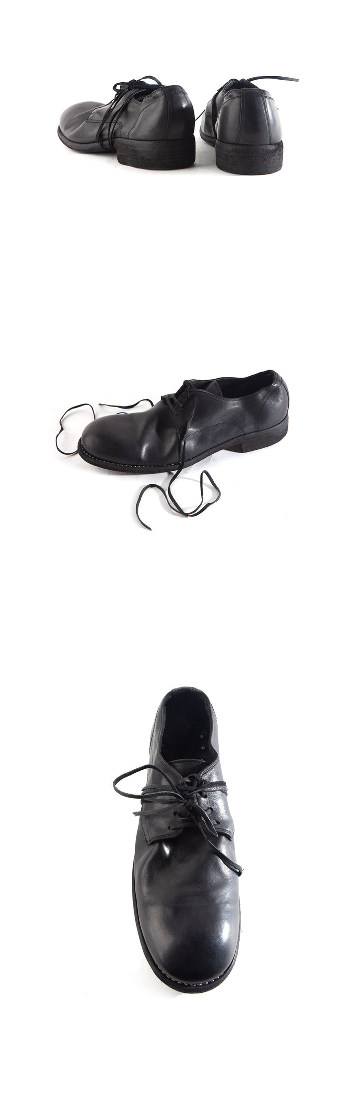 GUIDI Horse Leather Derby Shoes Unisex Black