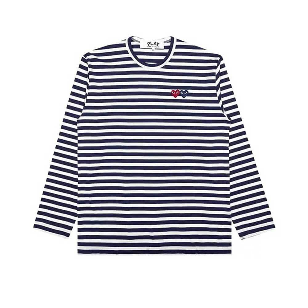 Comme des Garcons Stripe Long Sleeve T-Shirt Double Heart Unisex