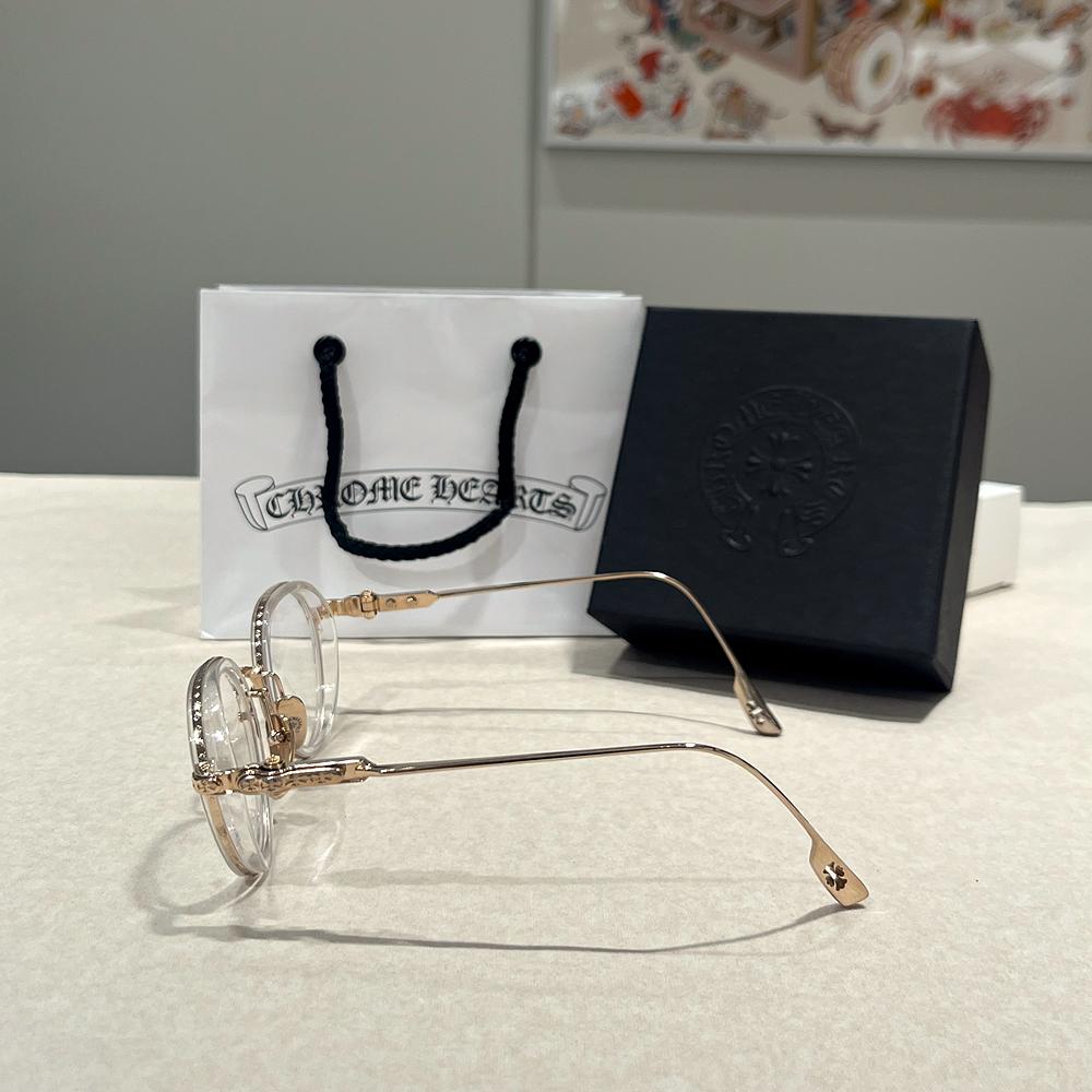Chrome Hearts Crystal Gold-Tone Sextynine Eyeglasses Unisex