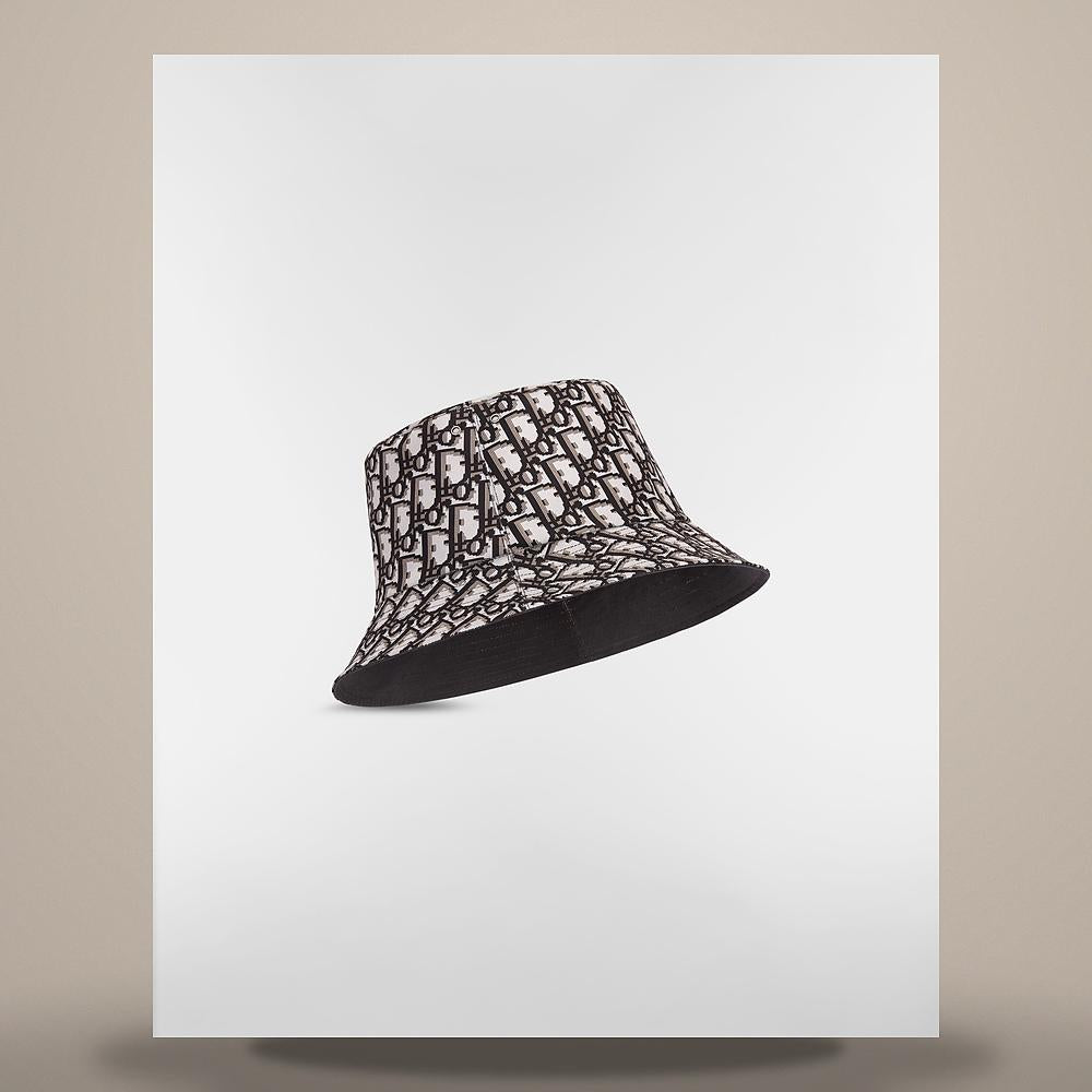 DIOR Reversible Narrow Brim Bucket Hat Black Cotton Blend
