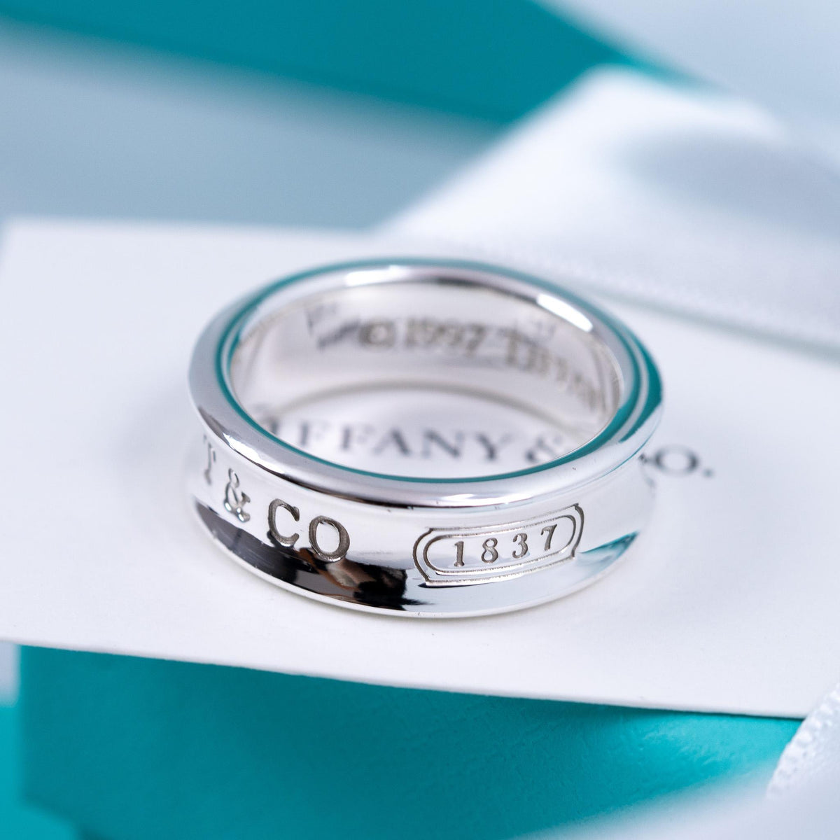 Tiffany & Co 1837 Narrow Wide Silver Ring