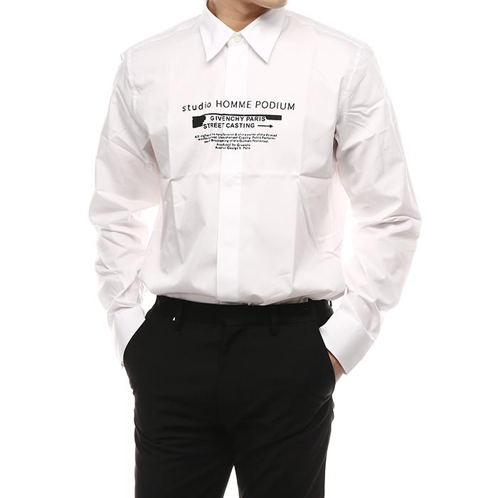 GIVENCHY Studio Print Oversized Long-Sleeve Shirt Men White Cotton