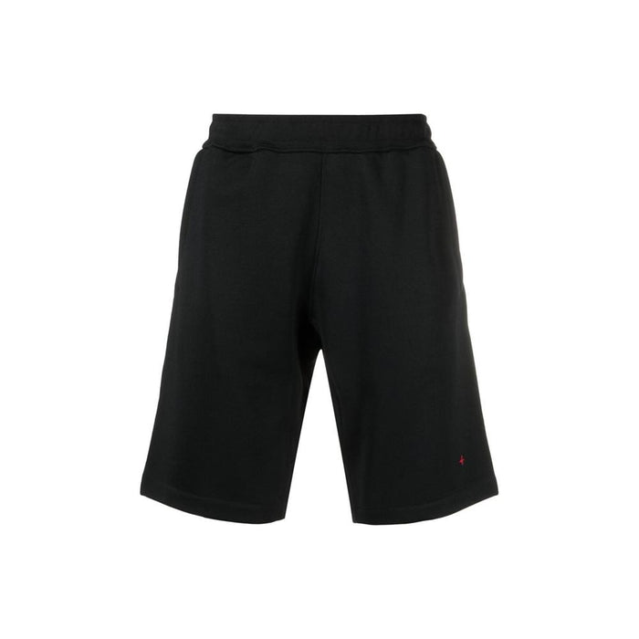 STONE ISLAND Mini Logo Embroidered Black Fleece Training Shorts