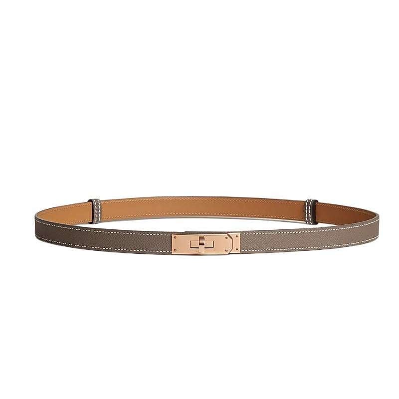 HERMES Kelly 18 Women’s Belt Etoupe Rose Gold Buckle