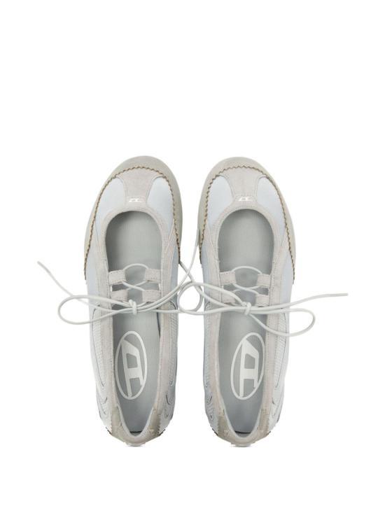 DIESEL Light Grey Leather Ballet Flats