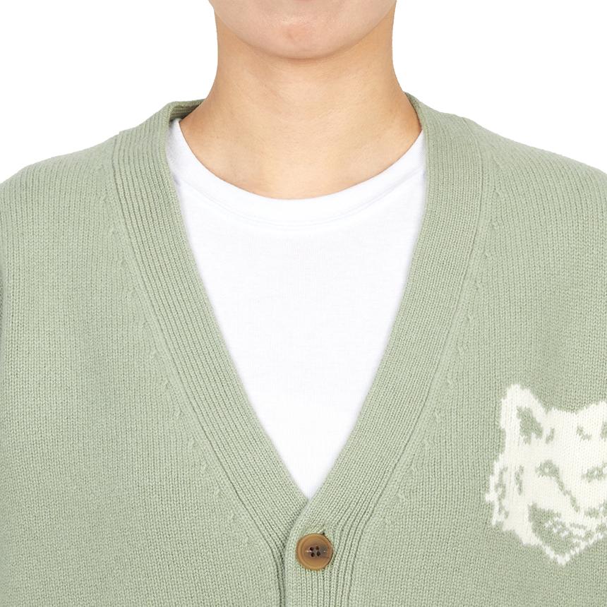 Maison Kitsune Fox Head Intarsia Wool Cardigan for Men PM00509 KM0329 0396