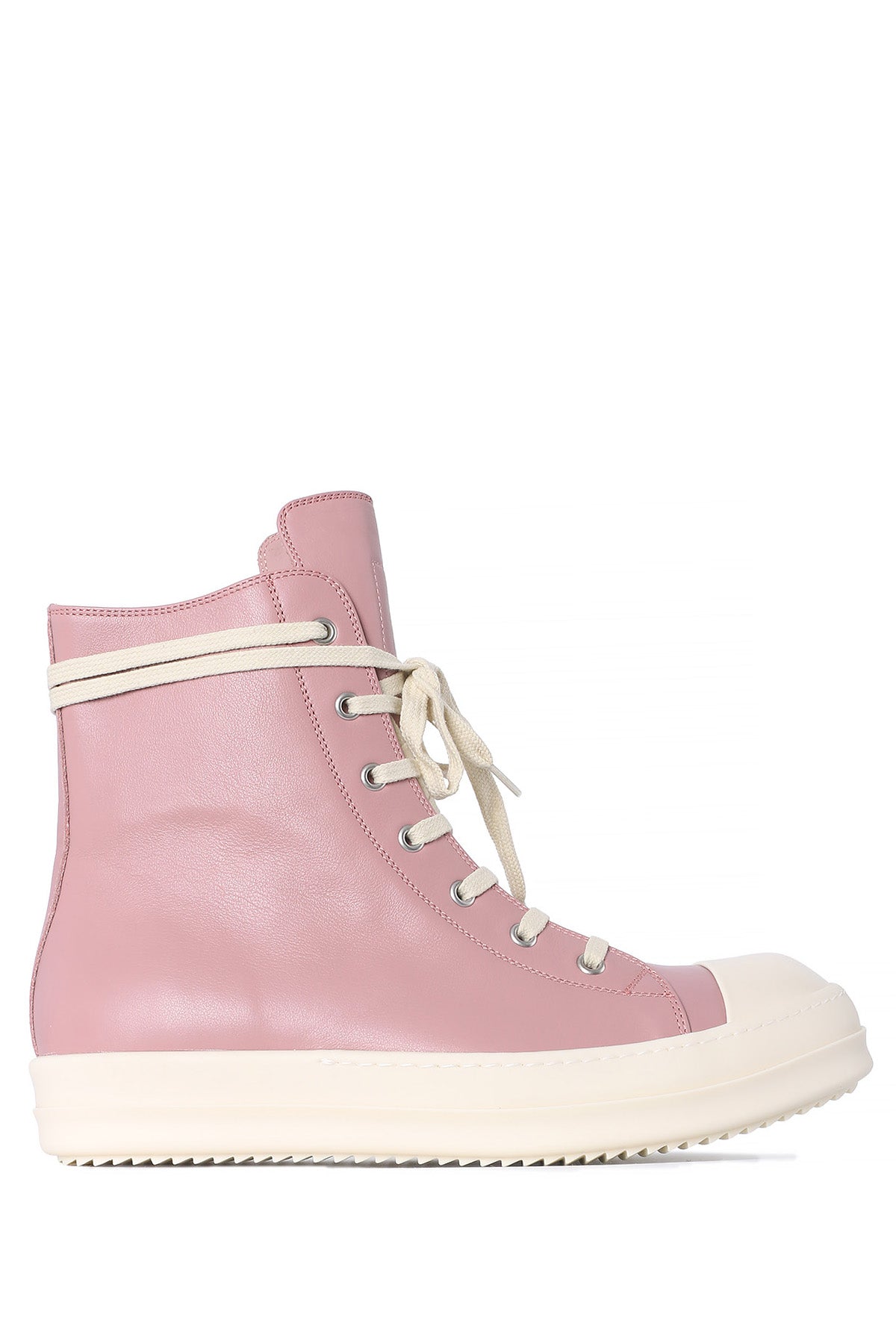 Rick Owens Dusty Pink Milk Leather High-Top Sneakers