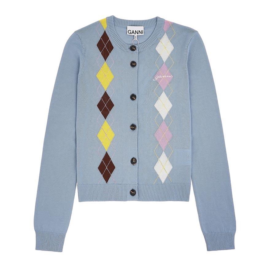 GANNI Women’s Cotton Argyle Cardigan A1160009 326