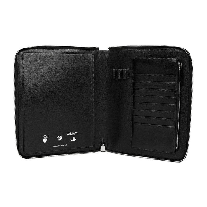 OFF WHITE Diag Black Leather Clutch Bag