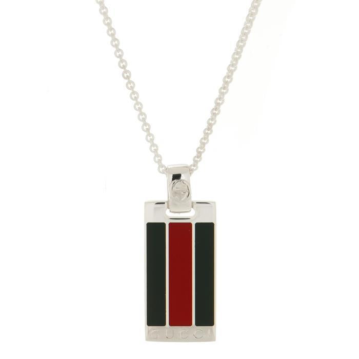 GUCCI Web Detail Pendant Chain Necklace