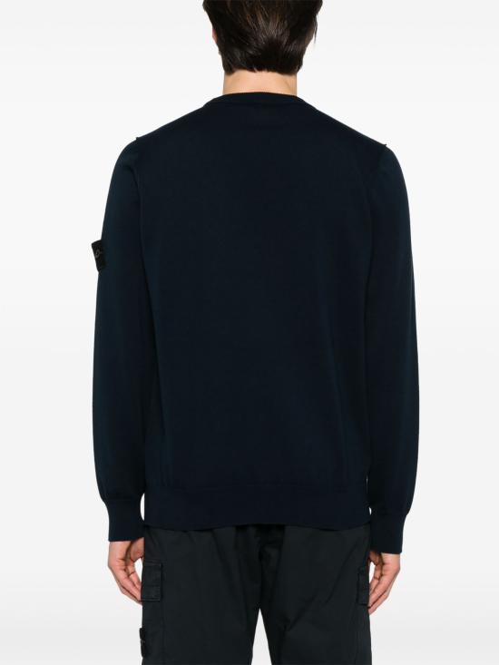 STONE ISLAND Navy Round Neck Knit Sweater for Me K1S155100053S00B2V0020 NAVY DOM