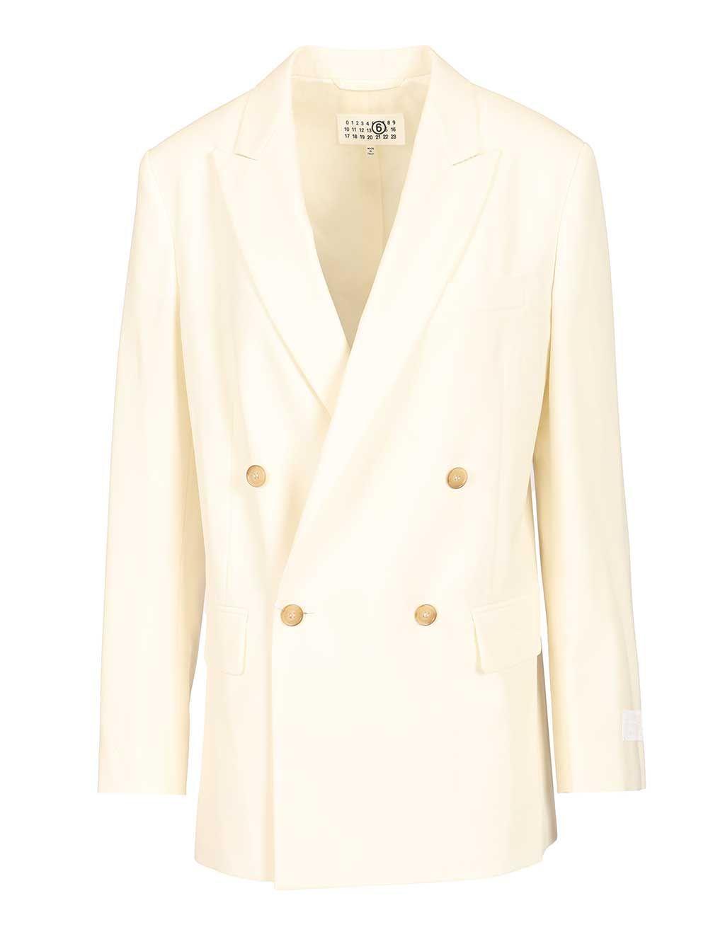 Maison Margiela Casual Blazer Jacket SS26 Beige Wool Blend