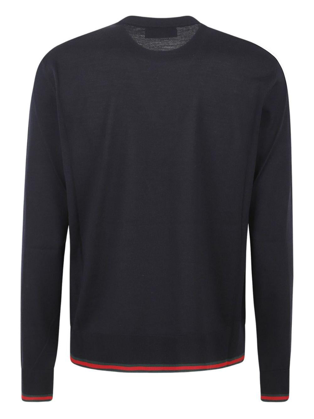 GUCCI Blue Wool Round Neck Knit Sweater