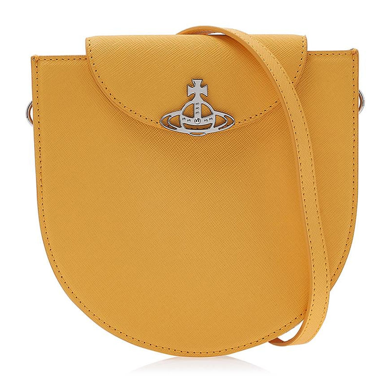 Vivienne Westwood Saffiano Half Moon Saddle Crossbody Bag Navy