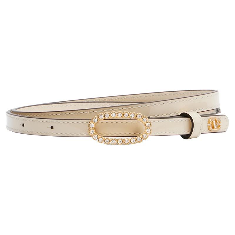 VALENTINO Thin Oval Buckle Women’s Leather Belt