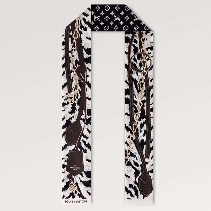 Louis Vuitton Tigregram Silk Bandou Scarf Cream