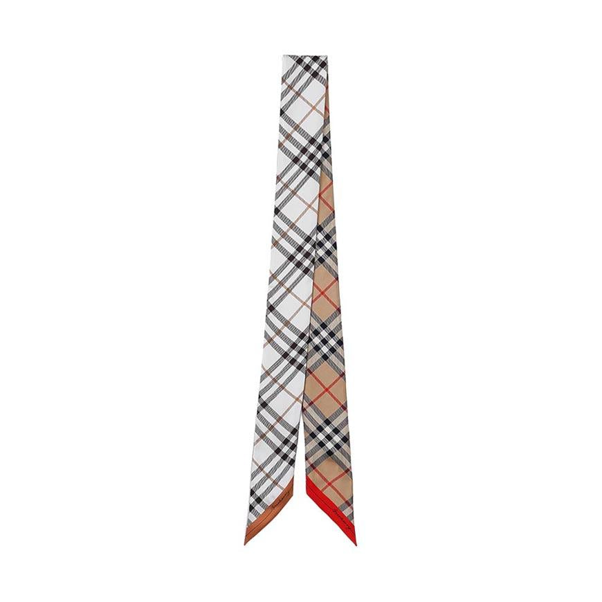 BURBERRY Women’s Contrast Check Silk Skinny Scarf