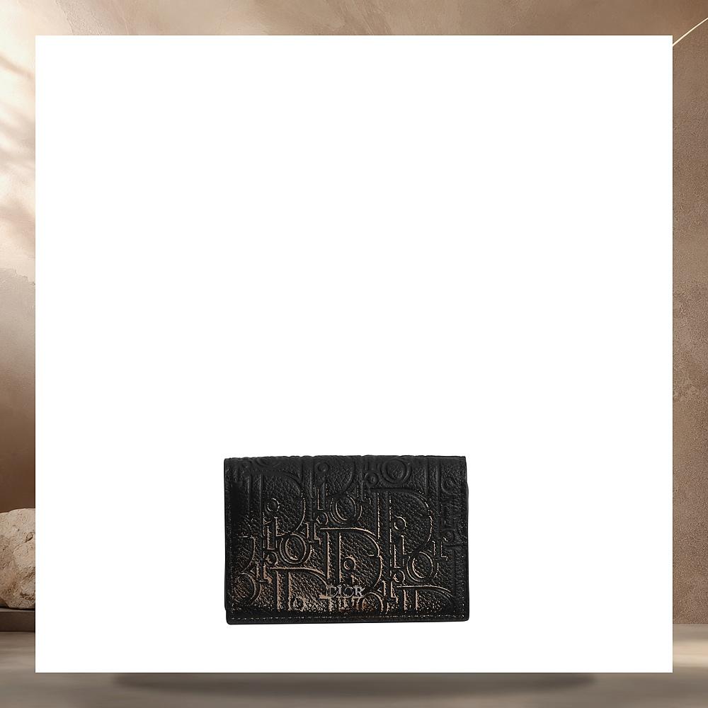 DIOR Black Dior Gravity Leather Business Card Holder