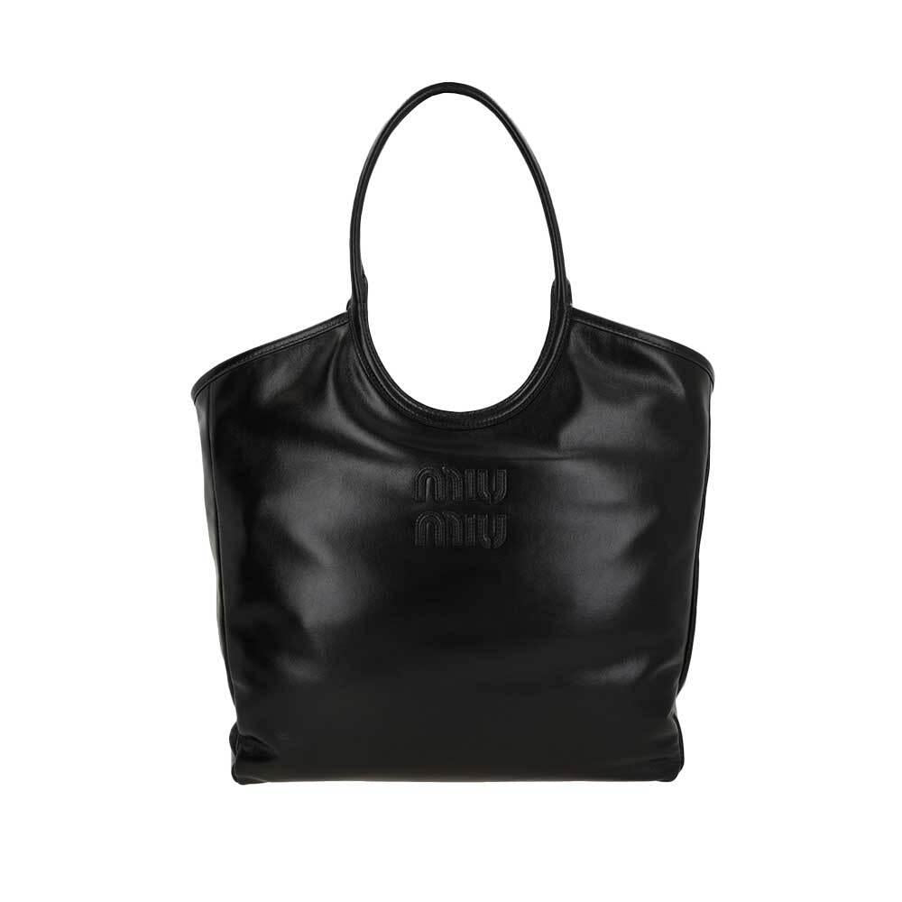 Miu Miu Ivy Leather Tote Bag Black