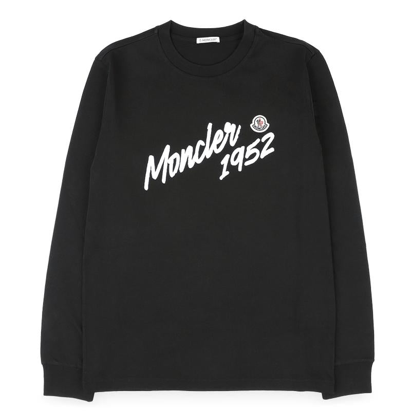 Moncler Men’s Flocked Logo Long Sleeve T-Shirt Black