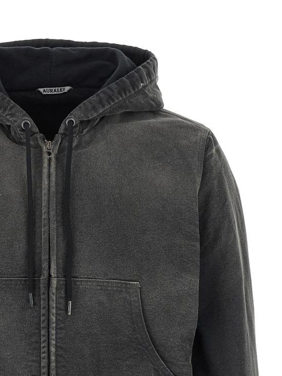 AURALEE Faded Black Cotton Hooded Sweatshirt for Women