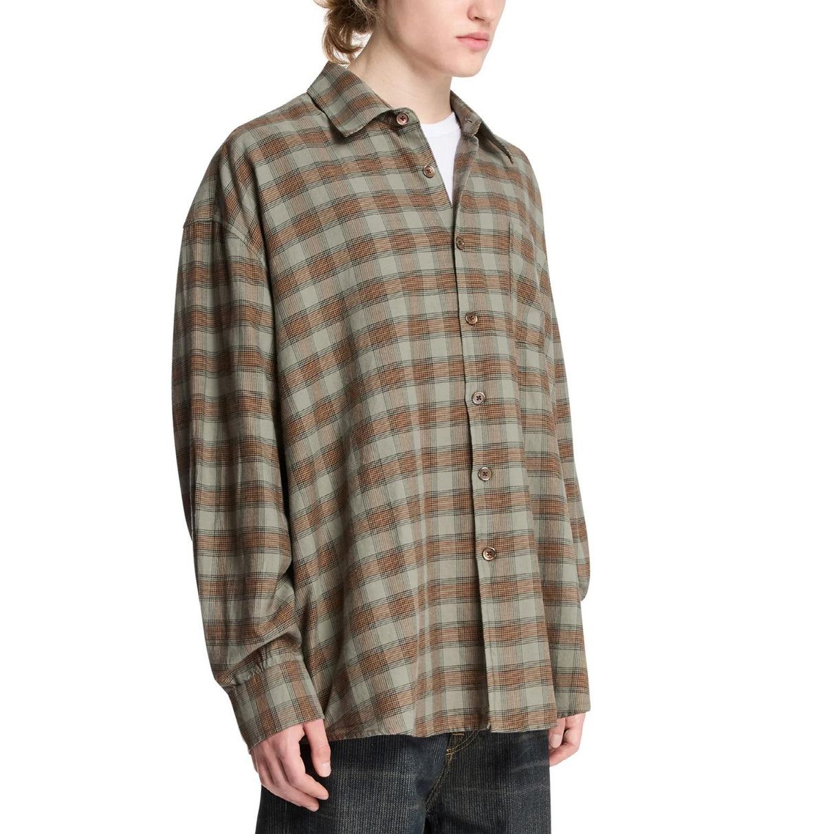 OUR LEGACY Iowa Flannel Check Borrowed Long Sleeve Shirt