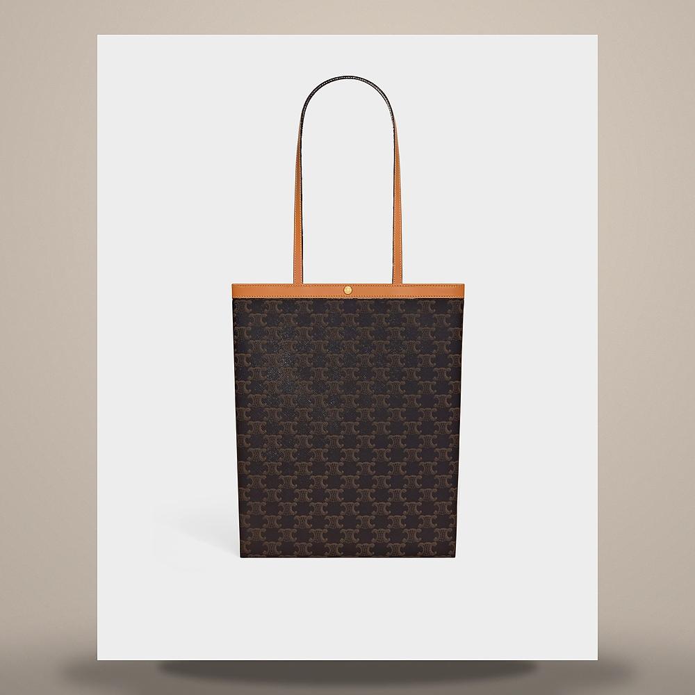 CELINE Medium Flat Shopper Triomphe Canvas Tote Bag Miel