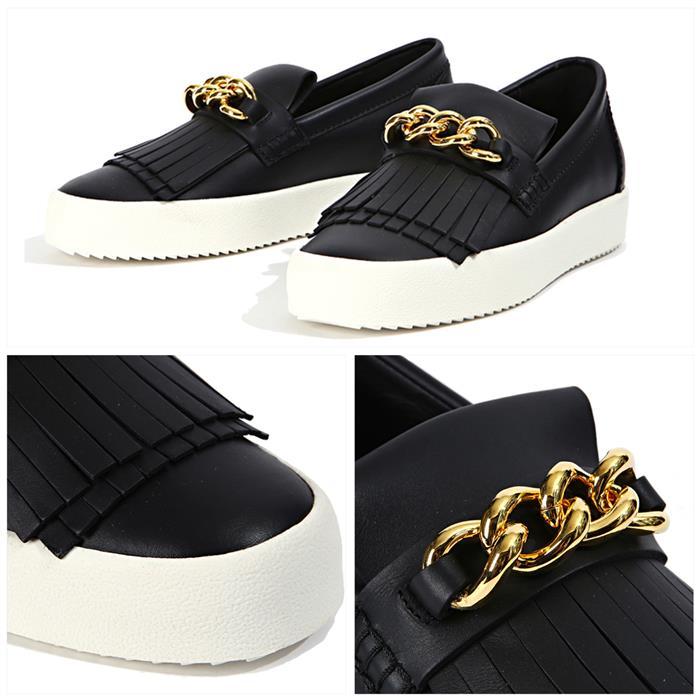 Giuseppe Zanotti Gold Chain Slip-On Low Top Sneakers RM6045 NERO