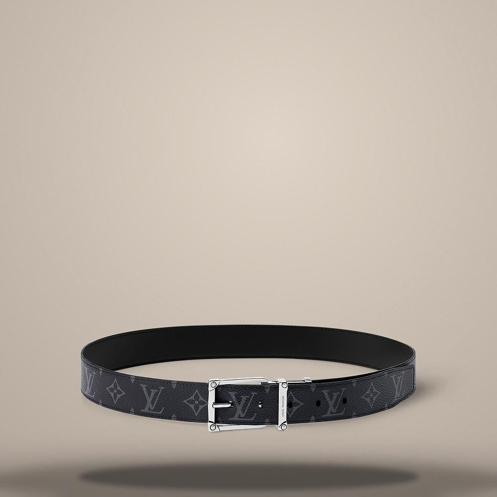 Louis Vuitton Eclipse Black Reversible Corner Pin 35mm Belt M4501