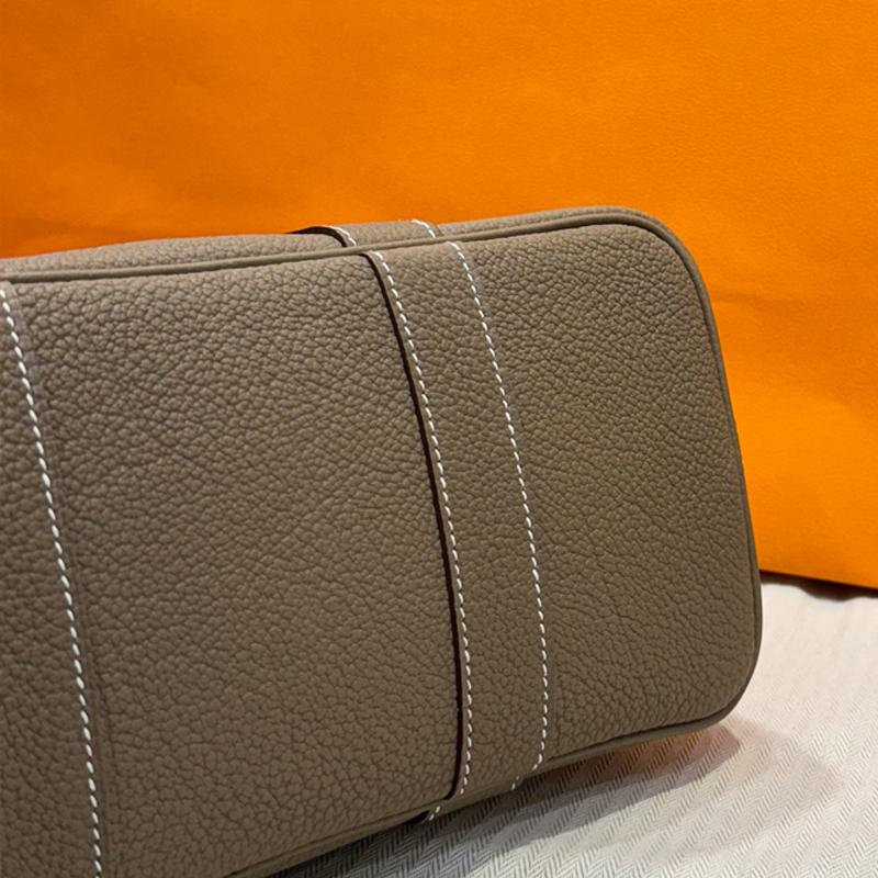 HERMES Garden Party Tote Bag Etoupe Negonda Leather Palladium Hardware 30
