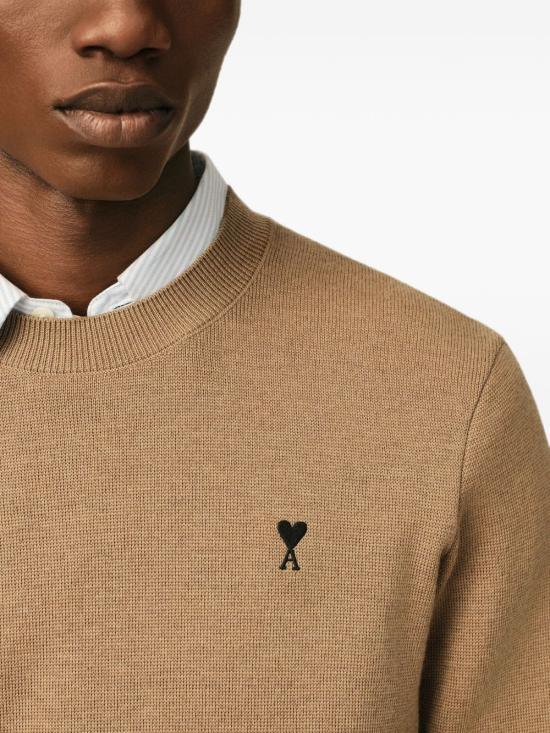AMI ADC Logo Crewneck Sweater Camel Black Men’s Knit
