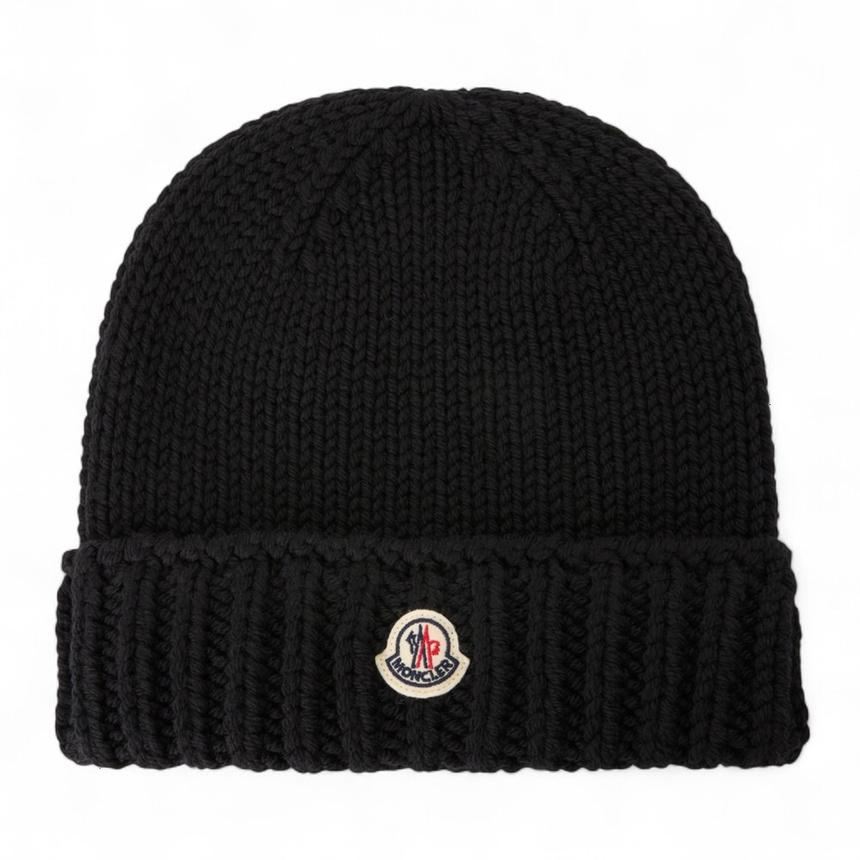 Moncler Unisex Black Knit Beanie