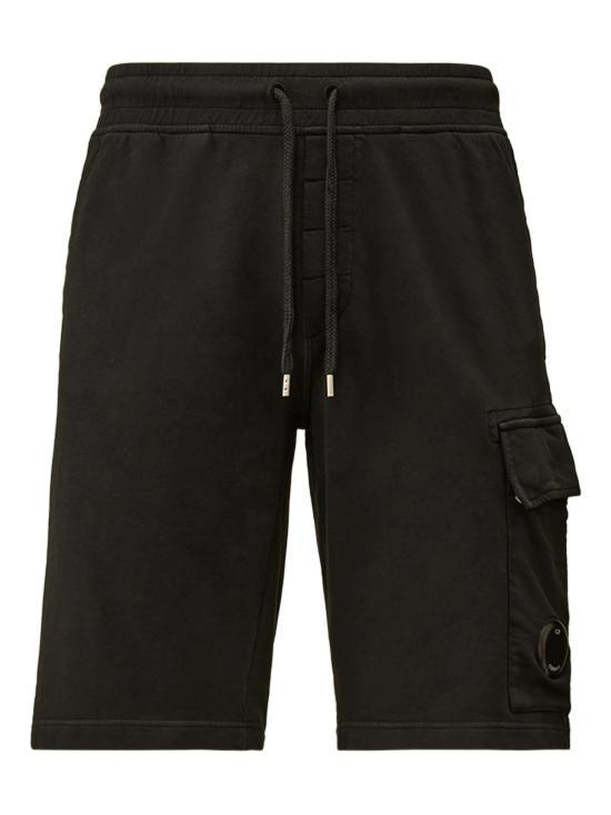 CP Company Light Fleece Cargo Lens Sweat Shorts Black RCCMSB704 A002246