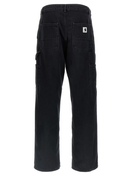 CARHARTT WIP Blue Stone Bleached Pierce Denim Pants Black