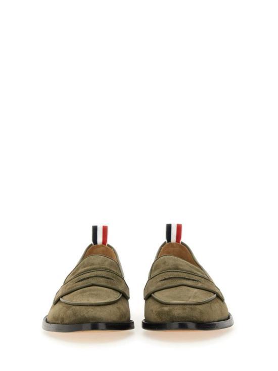 THOM BROWNE Dark Green Leather Loafers
