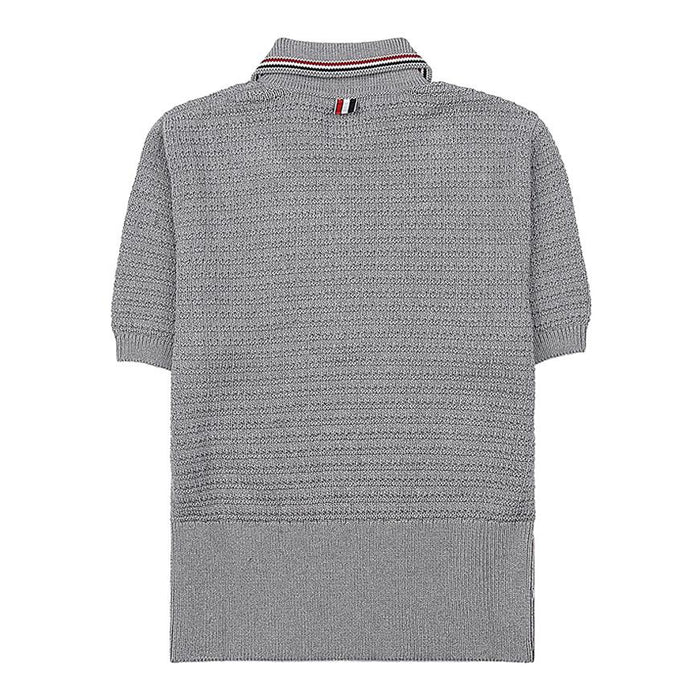 THOM BROWNE Textured Stitch Polo Shirt Men’s Gray Cotton