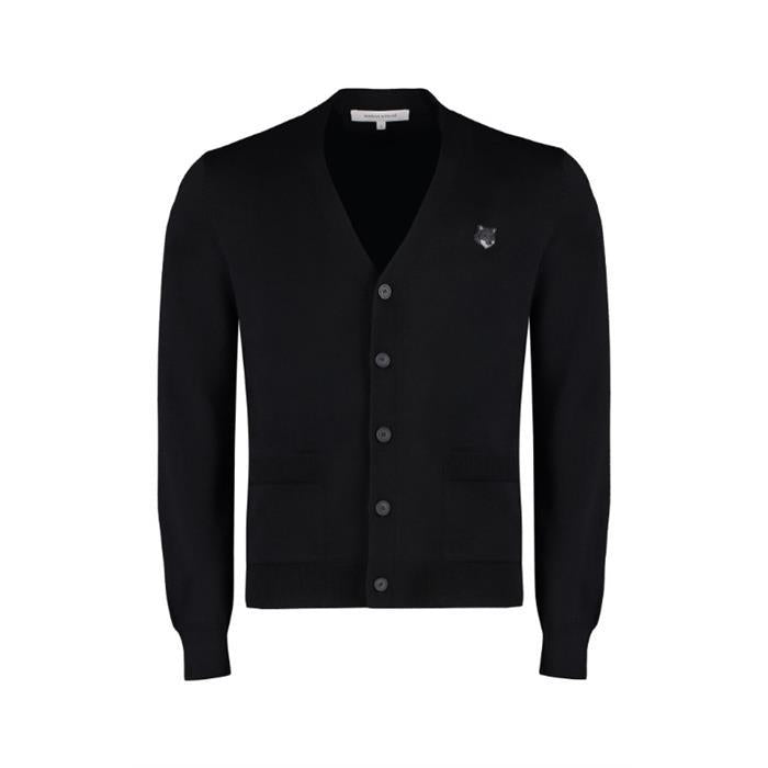 Maison Kitsune Fox Head Regular Cardigan Men’s Knit Sweater Black