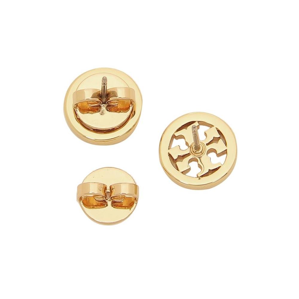 Tory Burch Crystal Logo Circle Earrings Gold