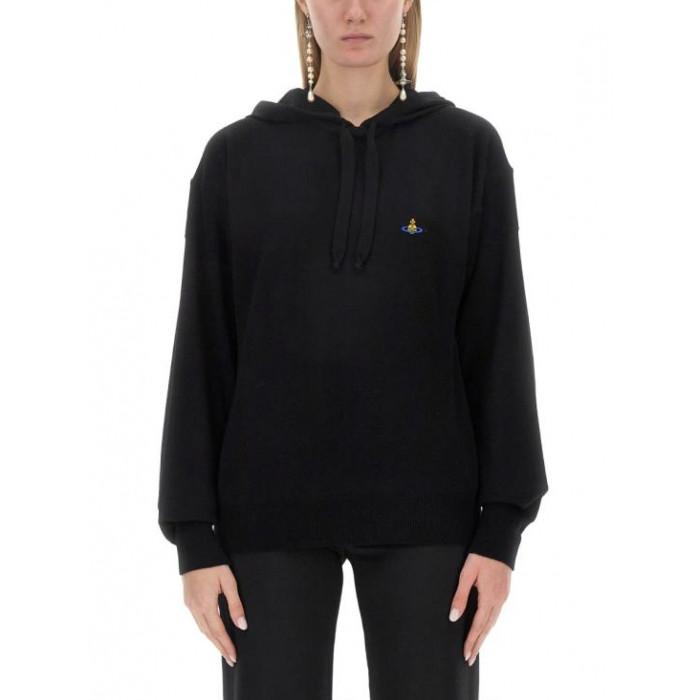 Vivienne Westwood Unisex ORB Logo Knit Hoodie Black