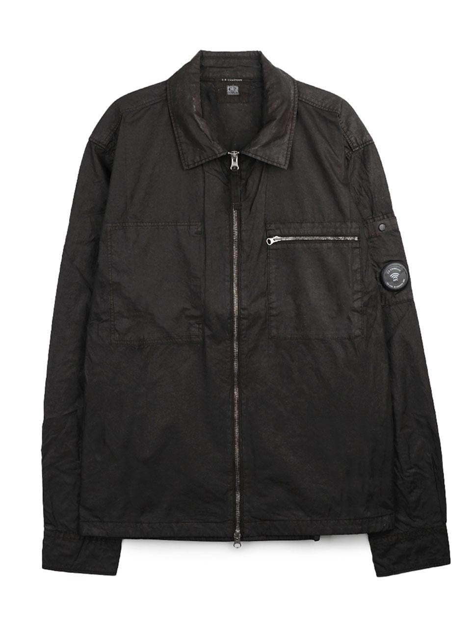 CP Company Men's Black Resin-Coated Cotton Lens Overshirt Lo 21 CMOS264A 110795G
