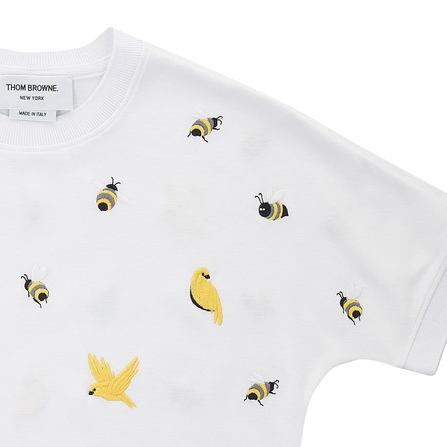 THOM BROWNE Women’s Bird & Bee Intarsia T-Shirt White